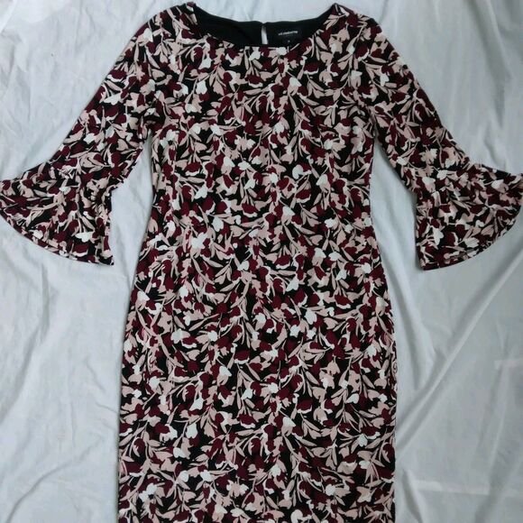 Liz Claiborne Career Floral Dress 3/4 Flutter Sleeve Women's Size M - Picture 2 of 12
